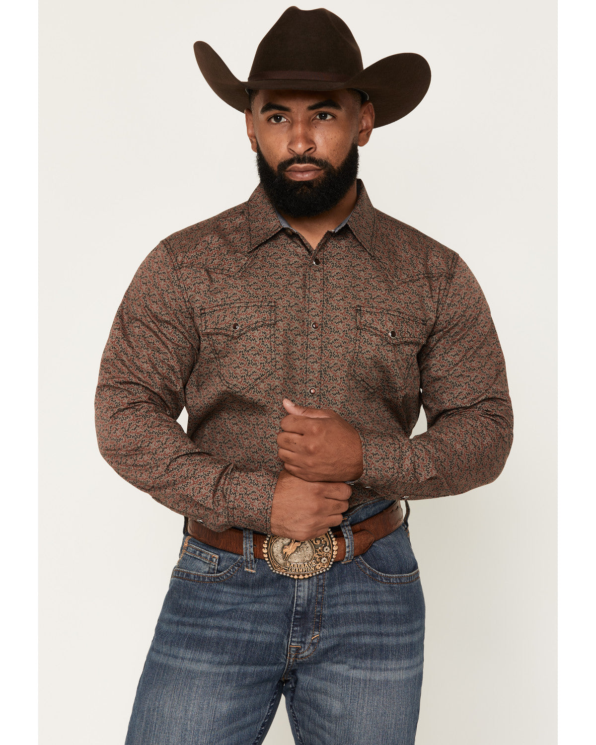 Men's Fireball Geo Print Long Sleeve Snap Western Shirt