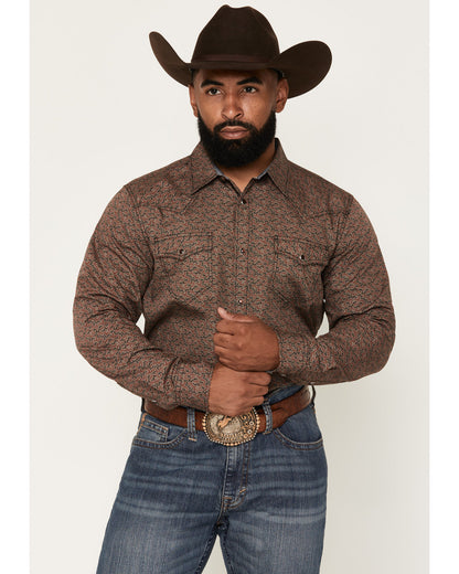 Men's Fireball Geo Print Long Sleeve Snap Western Shirt