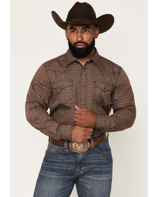 Men's Fireball Geo Print Long Sleeve Snap Western Shirt