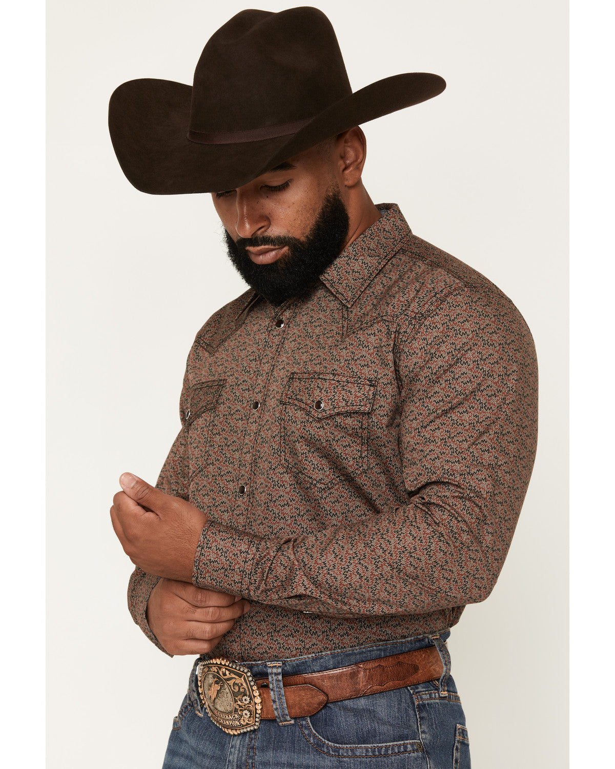 Men's Fireball Geo Print Long Sleeve Snap Western Shirt