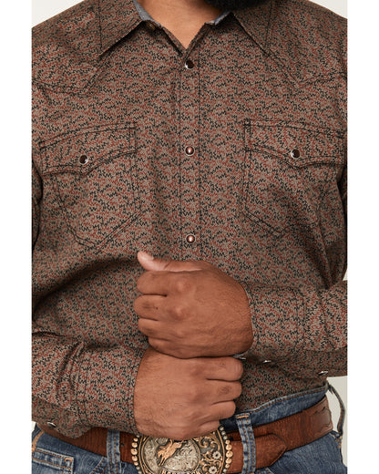 Men's Fireball Geo Print Long Sleeve Snap Western Shirt