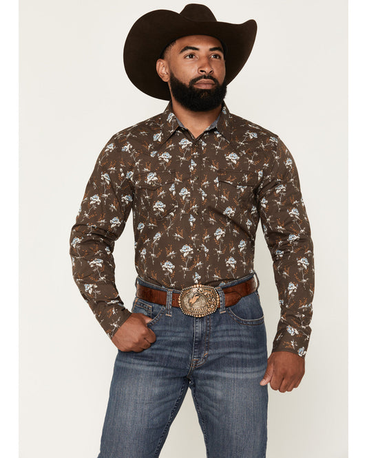 Men's Night Cap Floral Print Long Sleeve Snap Western Shirt