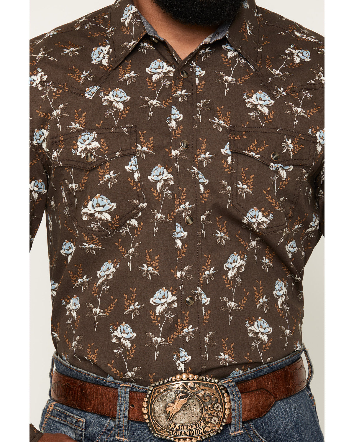 Men's Night Cap Floral Print Long Sleeve Snap Western Shirt