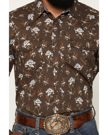 Men's Night Cap Floral Print Long Sleeve Snap Western Shirt