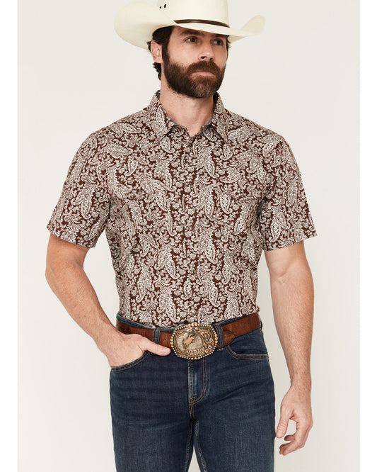 Men's Rusted Gate Paisley Print Short Sleeve Snap Western S