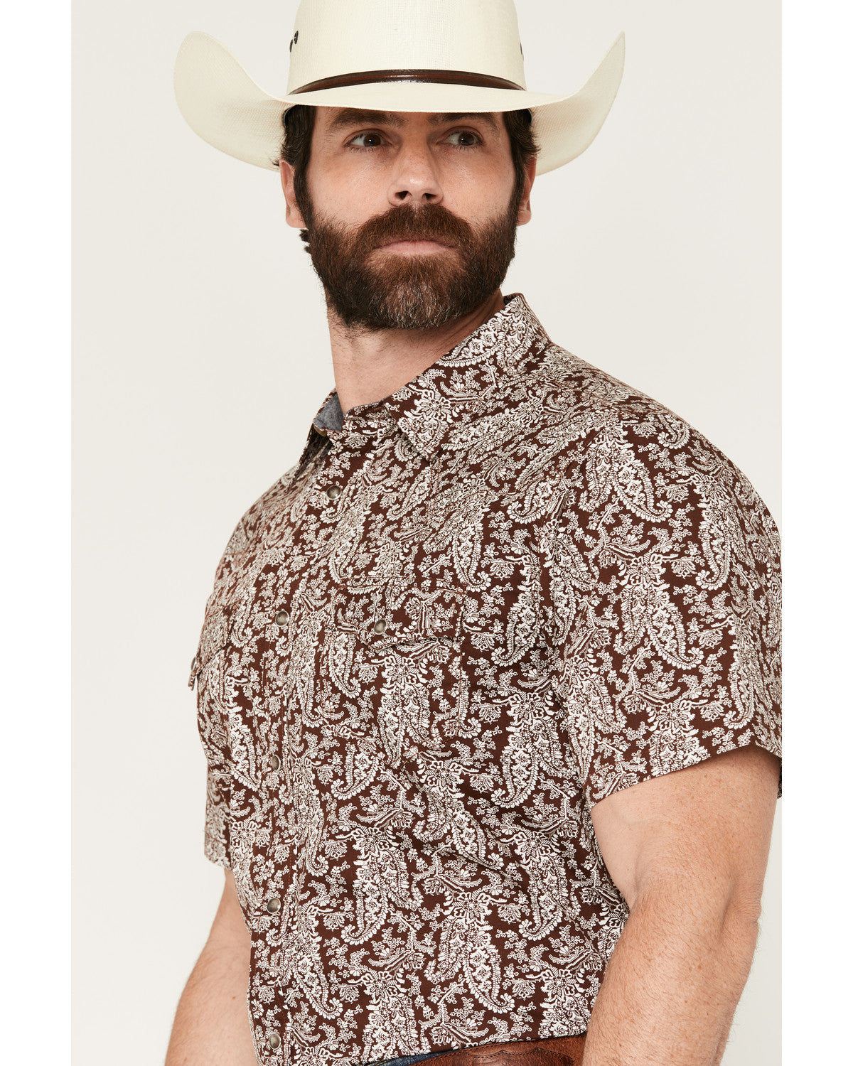 Men's Rusted Gate Paisley Print Short Sleeve Snap Western S