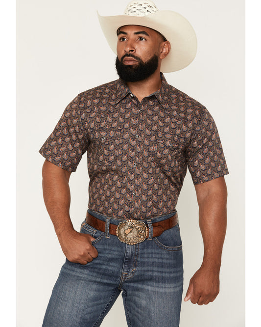Men's 2 Step Paisley Print Short Sleeve Snap Western Shirt