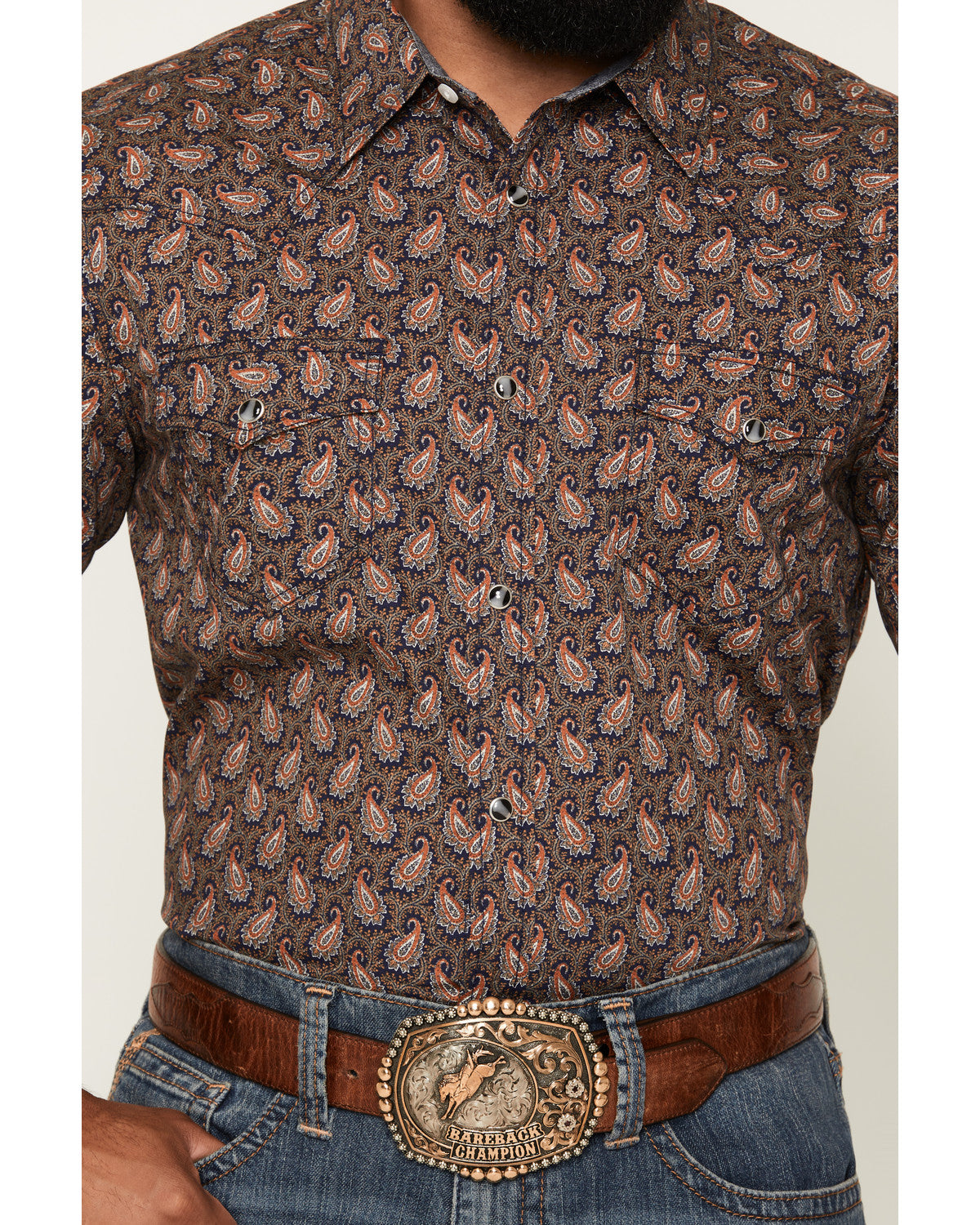 Men's 2 Step Paisley Print Short Sleeve Snap Western Shirt