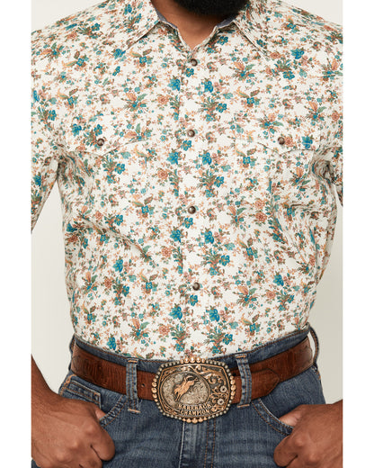 Men's Blossom Floral Print Short Sleeve Snap Western Shirt