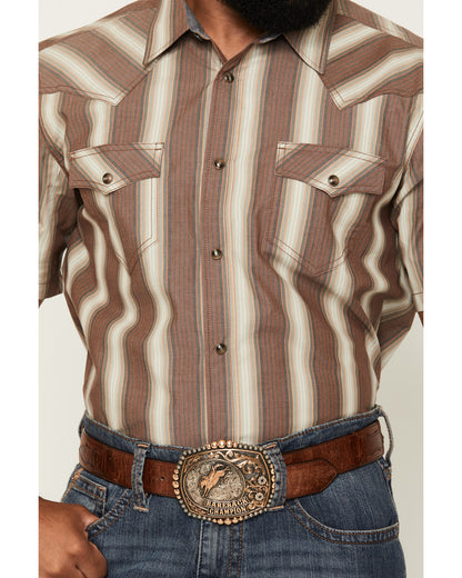 Men's Gopher Striped Print Short Sleeve Snap Western Shirt