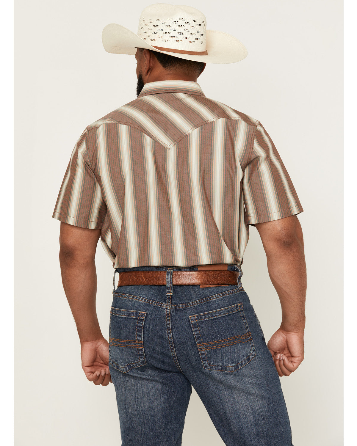 Men's Gopher Striped Print Short Sleeve Snap Western Shirt