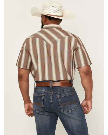 Men's Gopher Striped Print Short Sleeve Snap Western Shirt