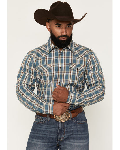 Men's Niagara Falls Plaid Print Long Sleeve Snap Western Sh