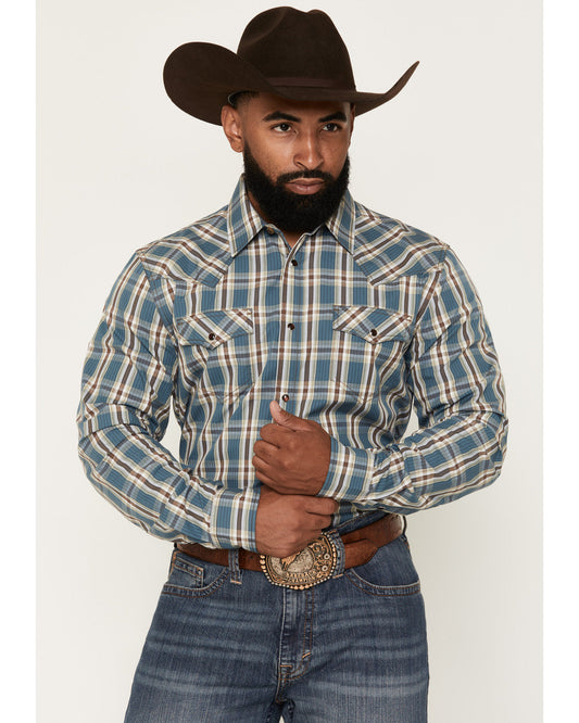 Men's Niagara Falls Plaid Print Long Sleeve Snap Western Sh