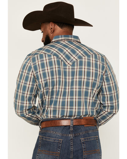Men's Niagara Falls Plaid Print Long Sleeve Snap Western Sh