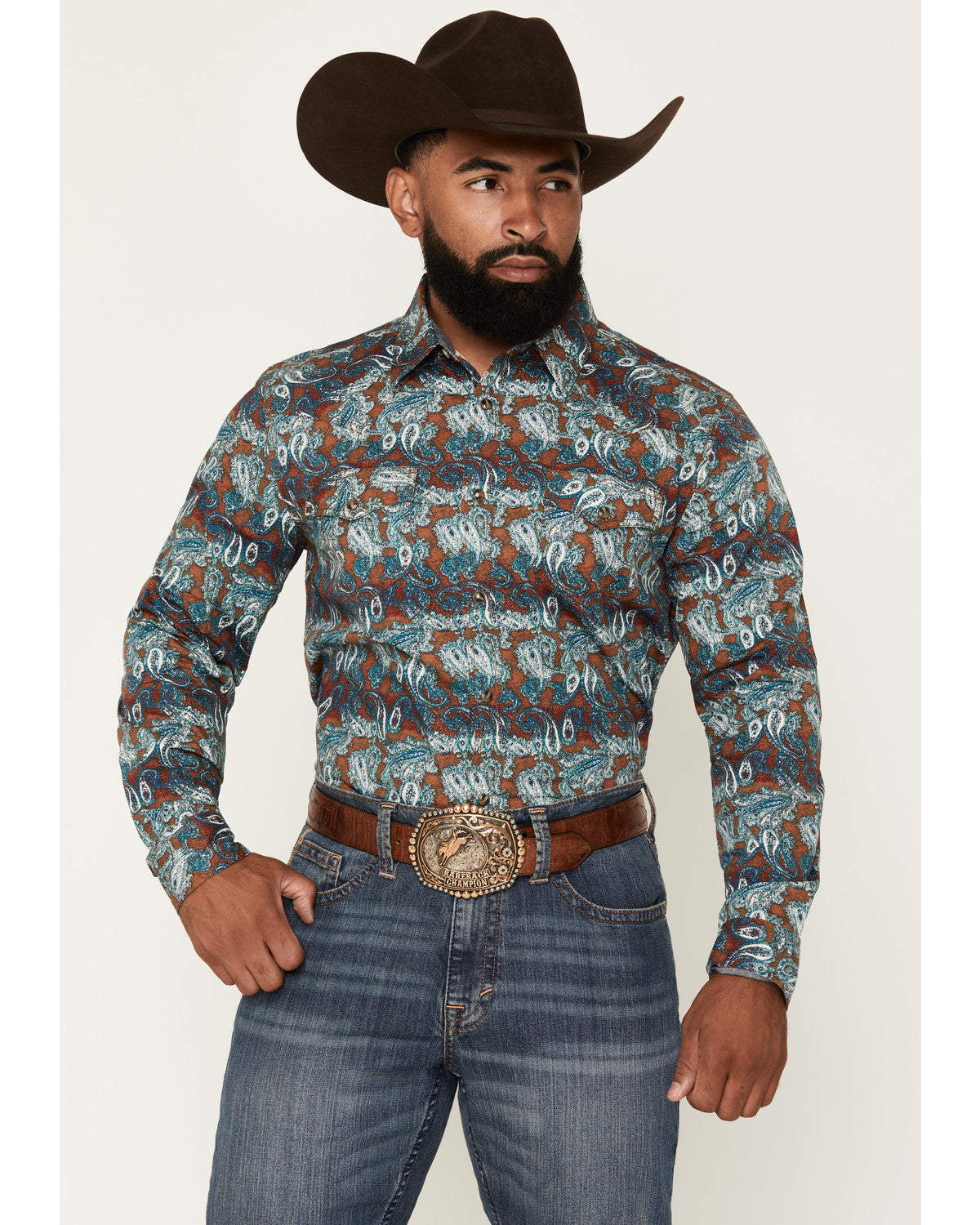 Men's Gilbert Paisley Print Long Sleeve Snap Western Shirt