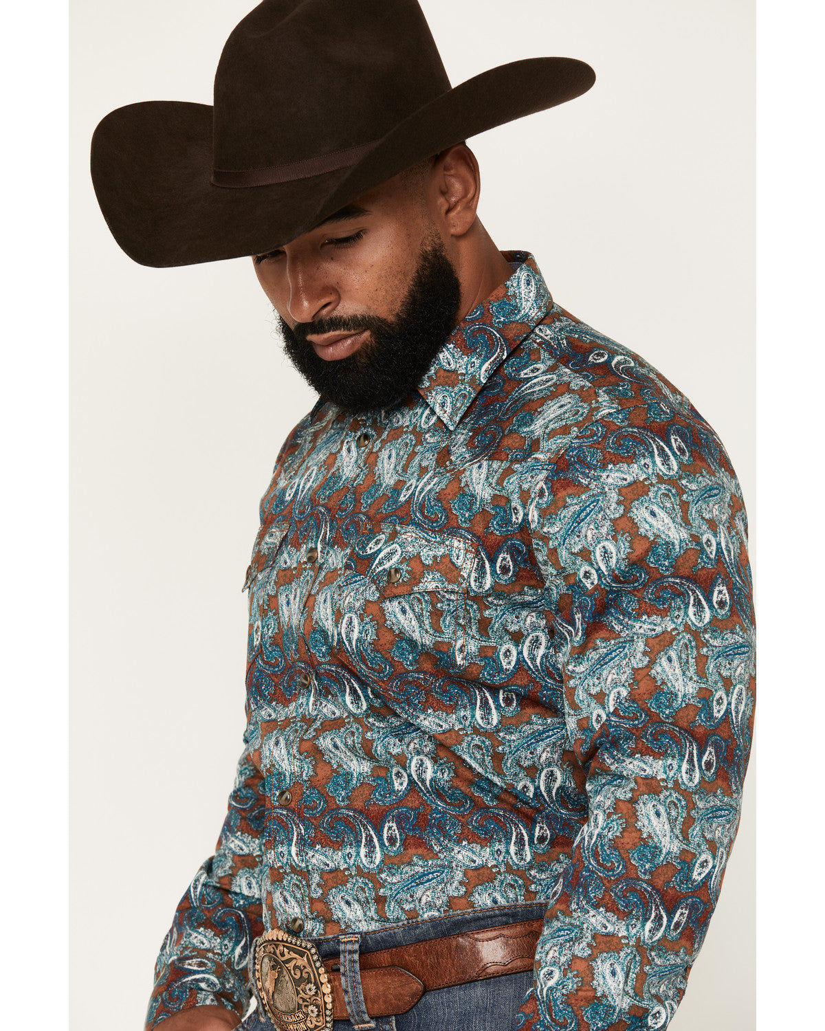 Men's Gilbert Paisley Print Long Sleeve Snap Western Shirt