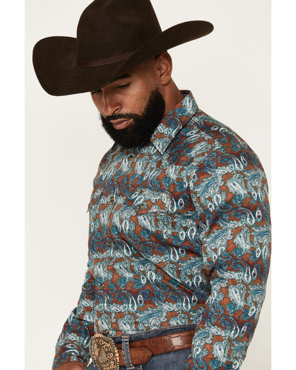 Men's Gilbert Paisley Print Long Sleeve Snap Western Shirt