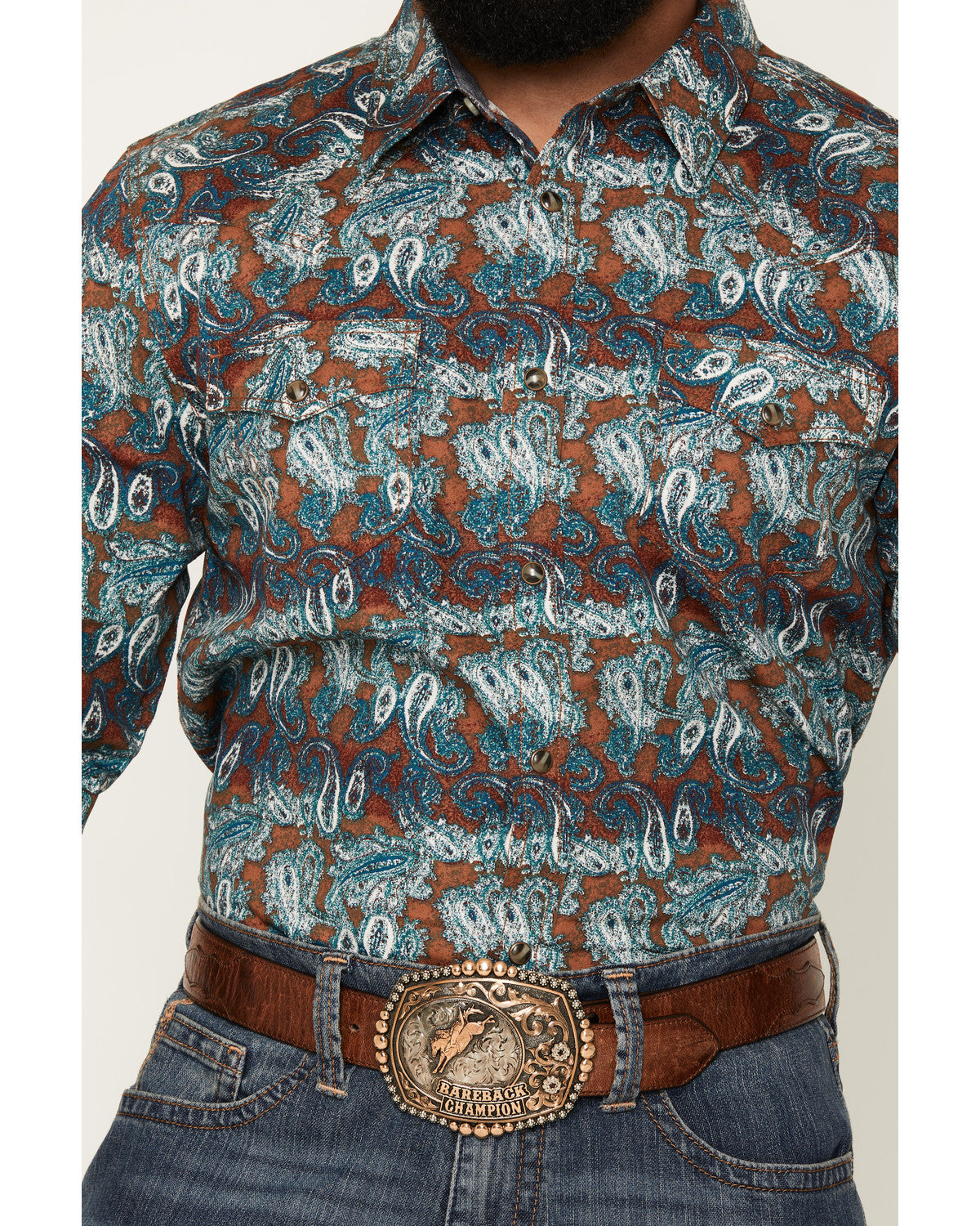 Men's Gilbert Paisley Print Long Sleeve Snap Western Shirt