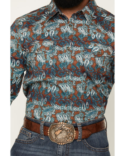 Men's Gilbert Paisley Print Long Sleeve Snap Western Shirt