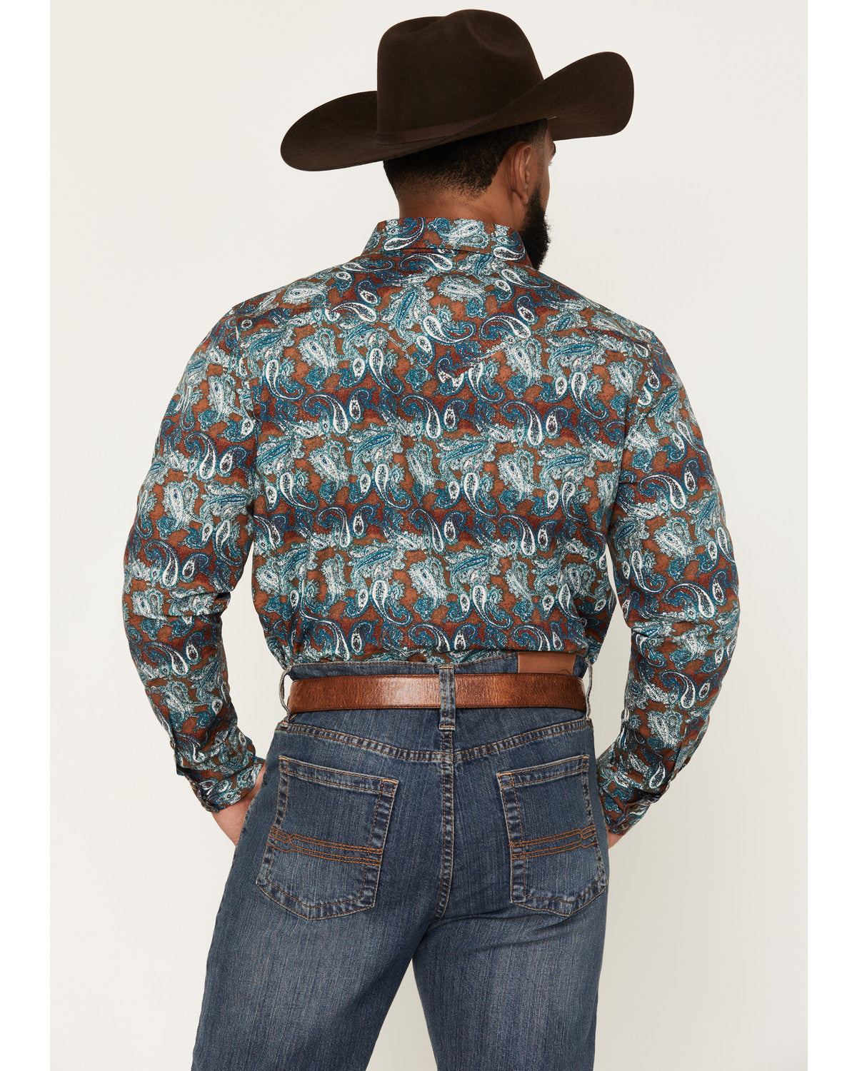 Men's Gilbert Paisley Print Long Sleeve Snap Western Shirt