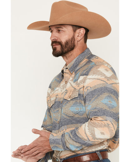 Men's Arrow Bear Southwestern Print Long Sleeve Snap Flanne