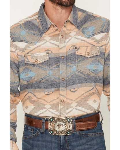 Men's Arrow Bear Southwestern Print Long Sleeve Snap Flanne