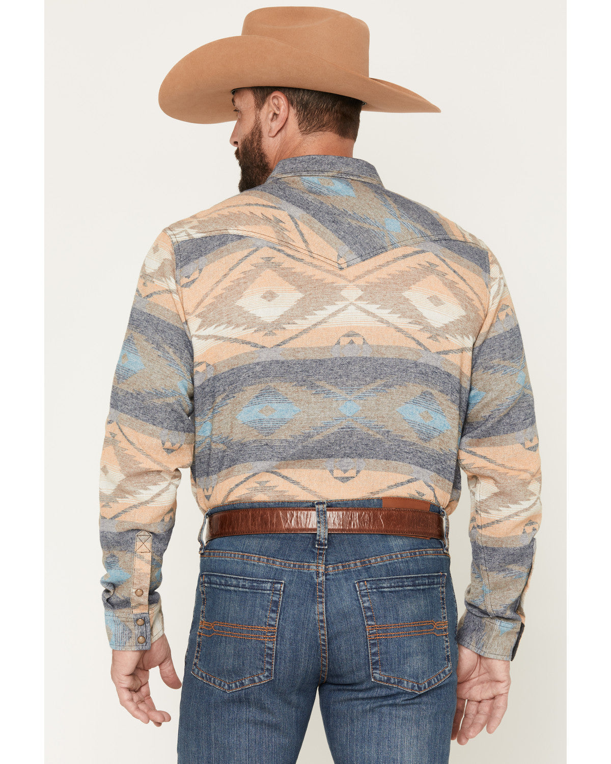 Men's Arrow Bear Southwestern Print Long Sleeve Snap Flanne
