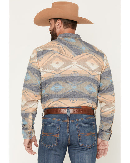 Men's Arrow Bear Southwestern Print Long Sleeve Snap Flanne