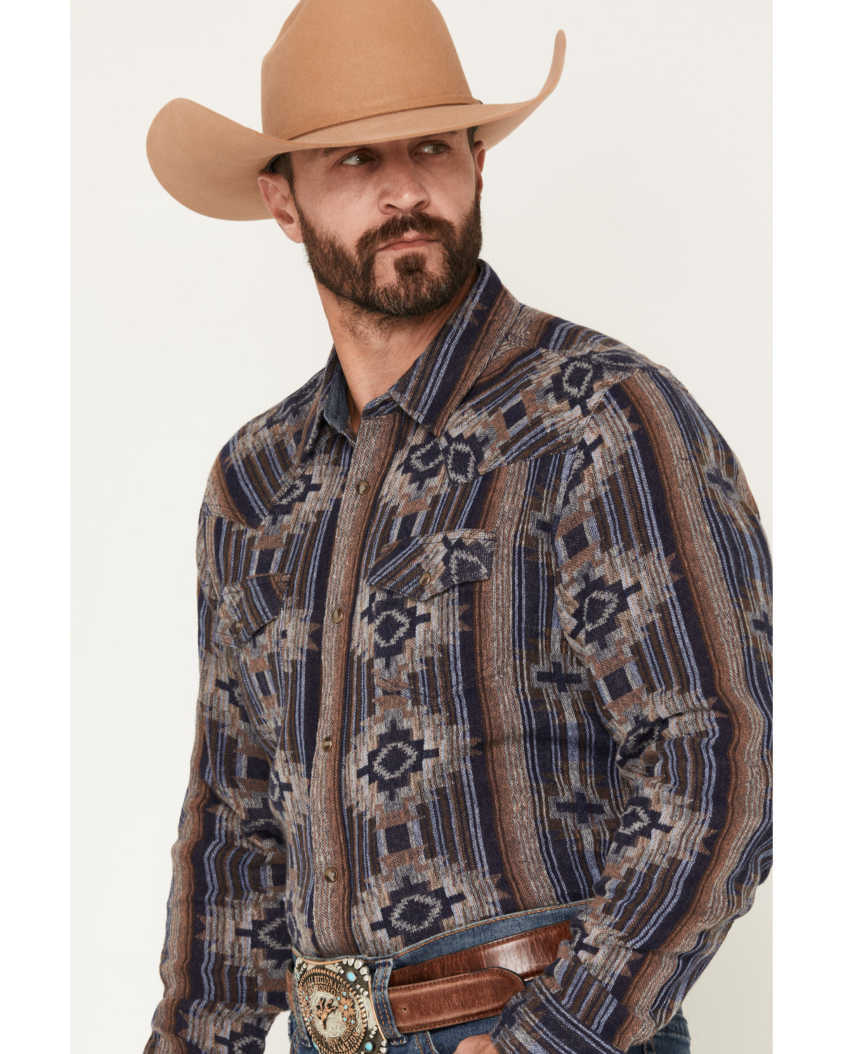 Men's Outpost Southwestern Print Long Sleeve Snap Flannel S