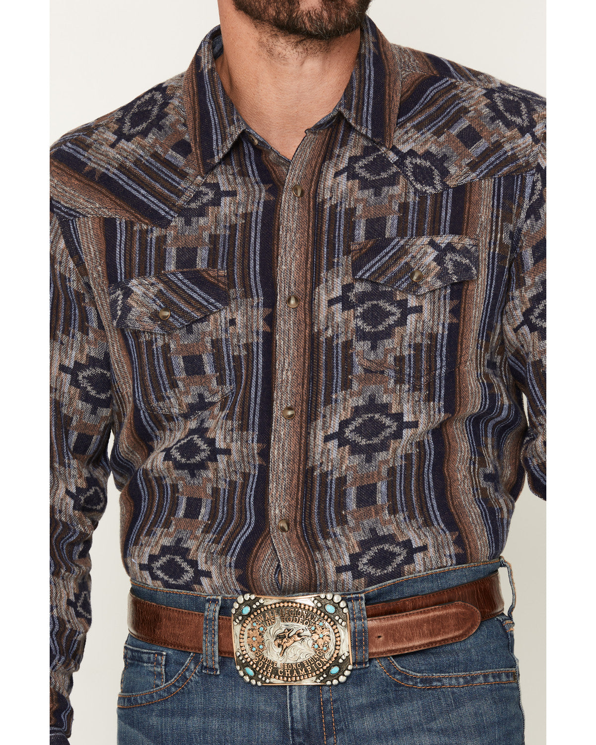 Men's Outpost Southwestern Print Long Sleeve Snap Flannel S