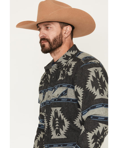 Men's Sun Burn Southwestern Print Long Sleeve Snap Flannel
