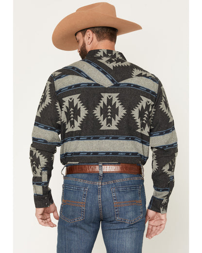 Men's Sun Burn Southwestern Print Long Sleeve Snap Flannel