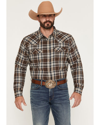 Men's Mud Pit Plaid Print Long Sleeve Snap Flannel Shirt