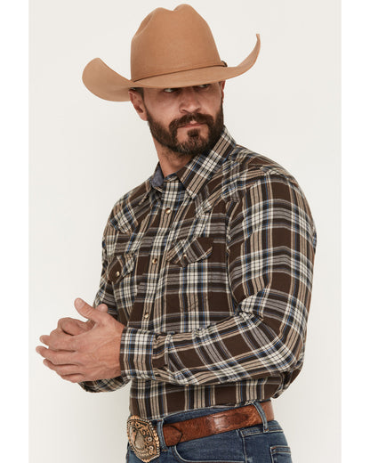 Men's Mud Pit Plaid Print Long Sleeve Snap Flannel Shirt