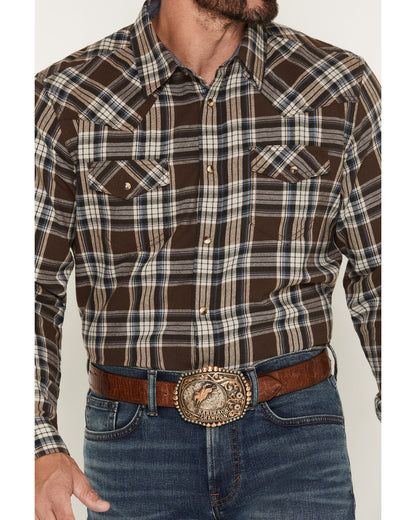 Men's Mud Pit Plaid Print Long Sleeve Snap Flannel Shirt