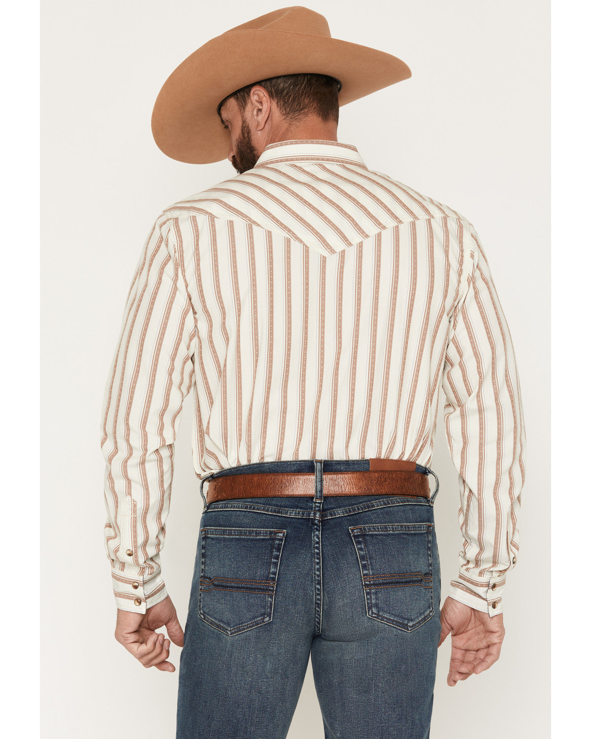 Men's Trigger Striped Print Long Sleeve Snap Western Shirt