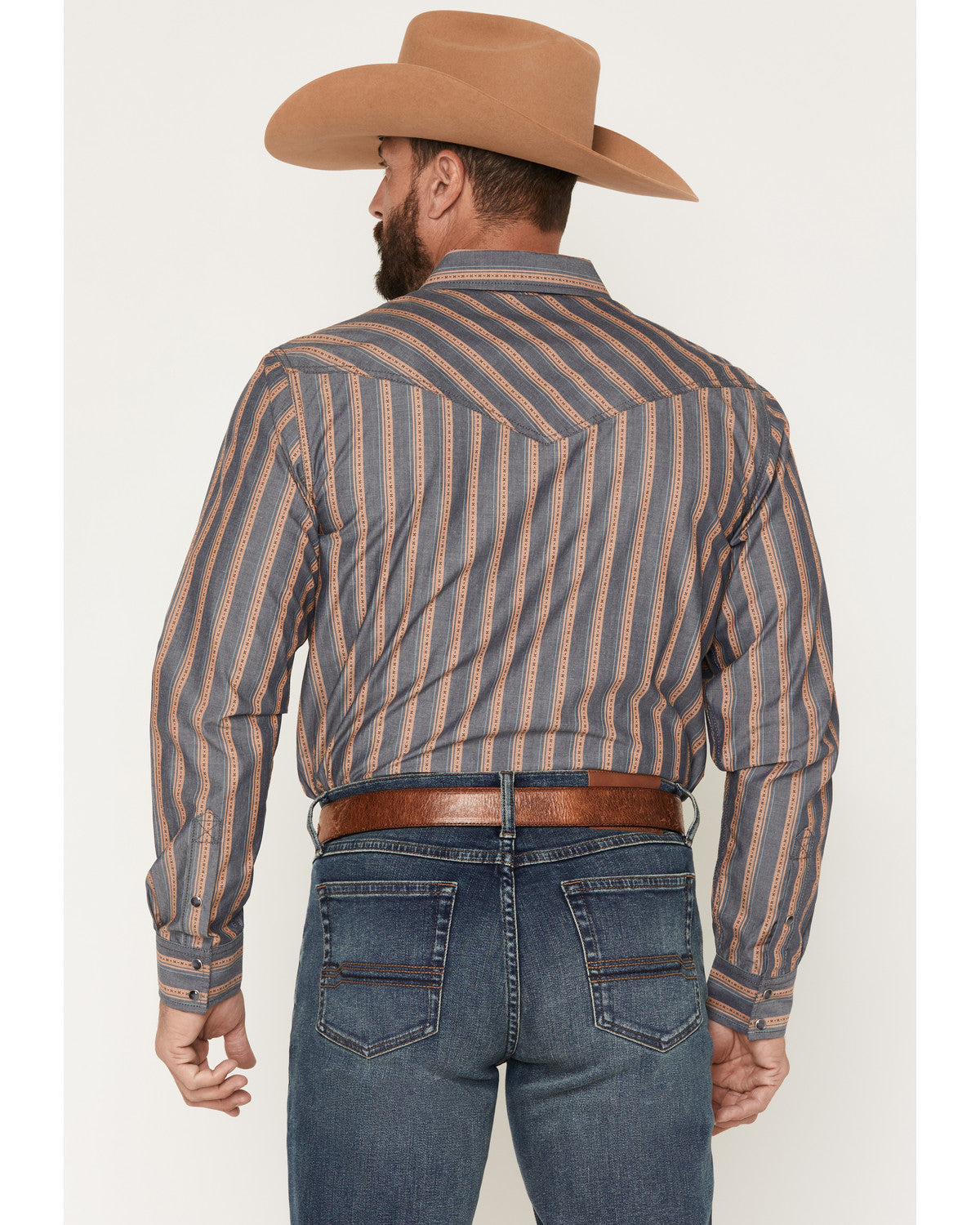 Men's Trigger Striped Print Long Sleeve Snap Western Shirt