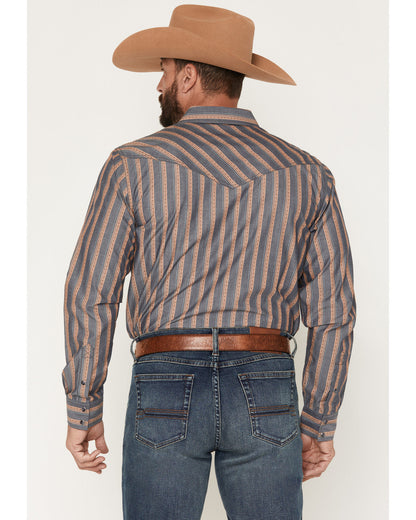 Men's Trigger Striped Print Long Sleeve Snap Western Shirt