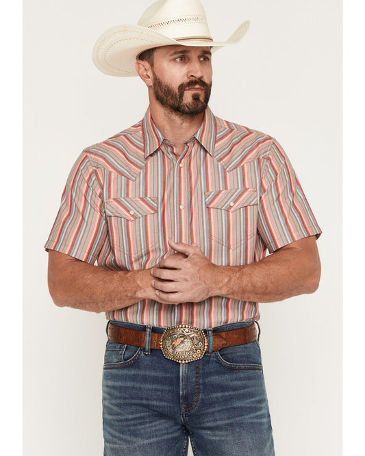 Men's Old Skool Striped Short Sleeve Snap Western Shirt