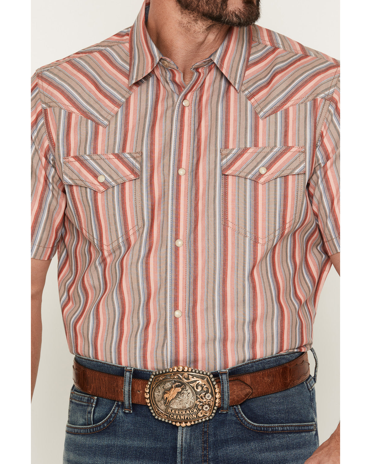 Men's Old Skool Striped Short Sleeve Snap Western Shirt