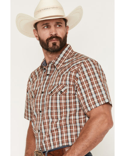 Men's Elmer Plaid Print Short Sleeve Snap Western Shirt