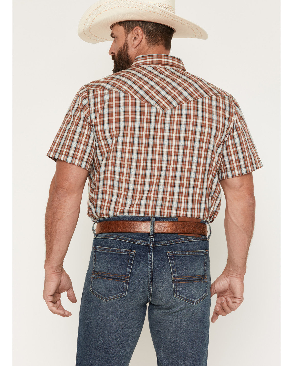 Men's Elmer Plaid Print Short Sleeve Snap Western Shirt