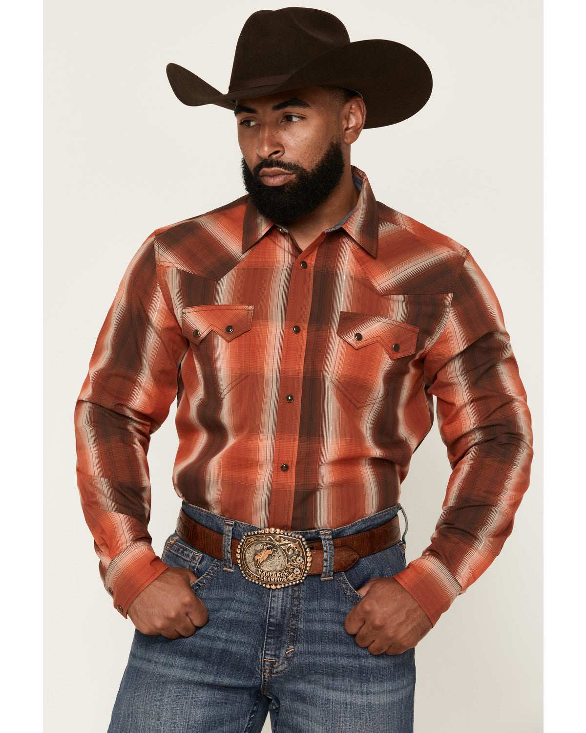 Men's Lure Lurex Plaid Print Long Sleeve Snap Stretch Weste