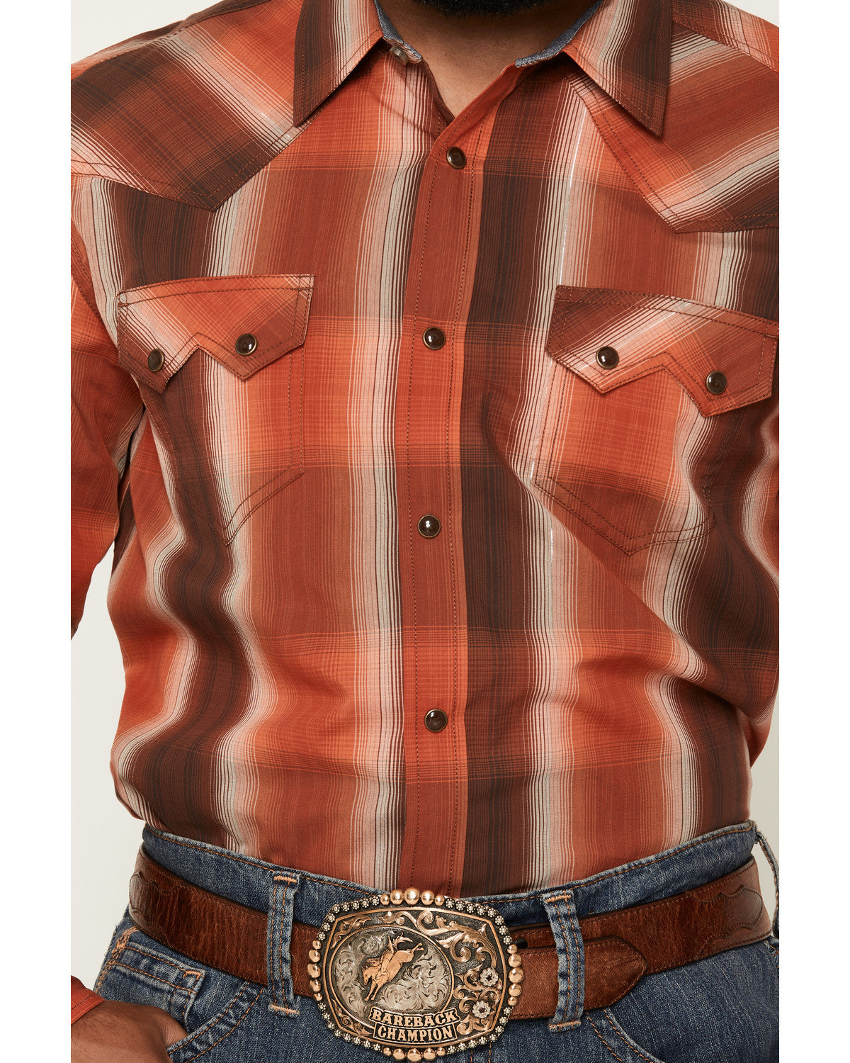 Men's Lure Lurex Plaid Print Long Sleeve Snap Stretch Weste