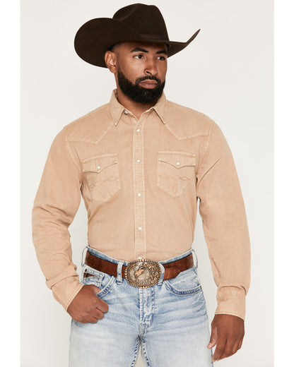 Men's Solid Long Sleeve Snap Denim Western Shirt