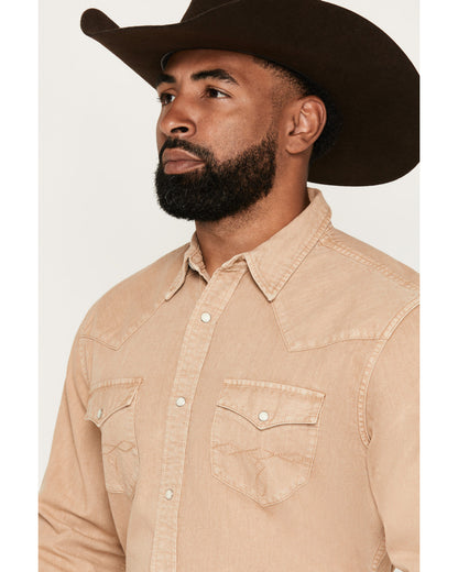 Men's Solid Long Sleeve Snap Denim Western Shirt