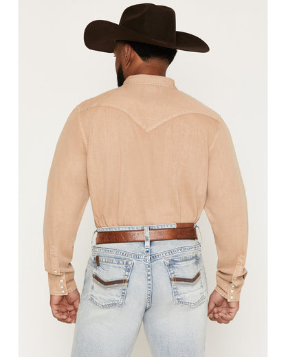 Men's Solid Long Sleeve Snap Denim Western Shirt