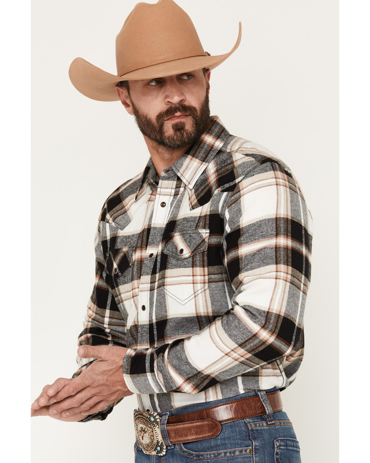 Men's Standard Issue Plaid Print Long Sleeve Snap Flannel S