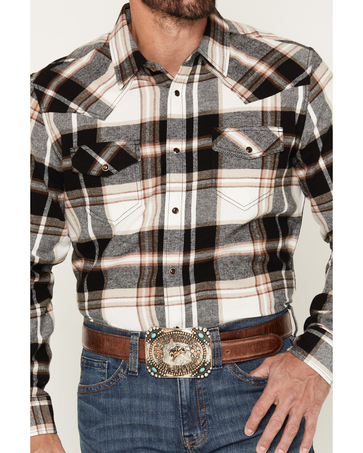Men's Standard Issue Plaid Print Long Sleeve Snap Flannel S